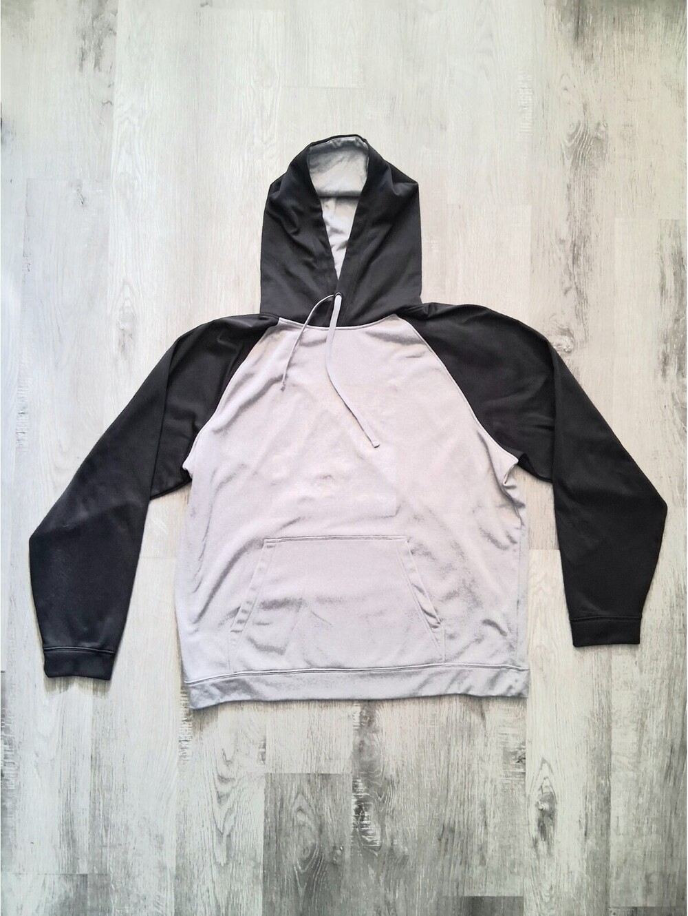 ATC Authentic Shirt Co Men's XL Grey/Black Raglan Sleeve Pullover Hoodie Sweater